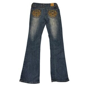 Vtg Y2K Southpole Jeans Sz 3 Bootcut‎ Embellished Pockets Stretch Denim Flare